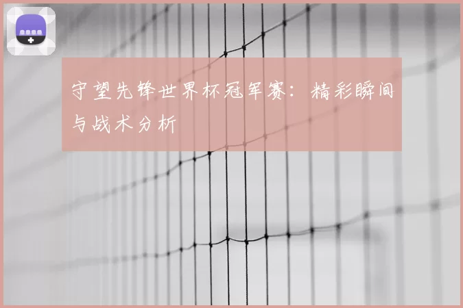 守望先锋世界杯冠军赛:精彩瞬间与战术分析