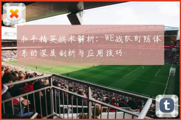 和平精英战术解析：WE战队盯防体系的深度剖析与应用技巧